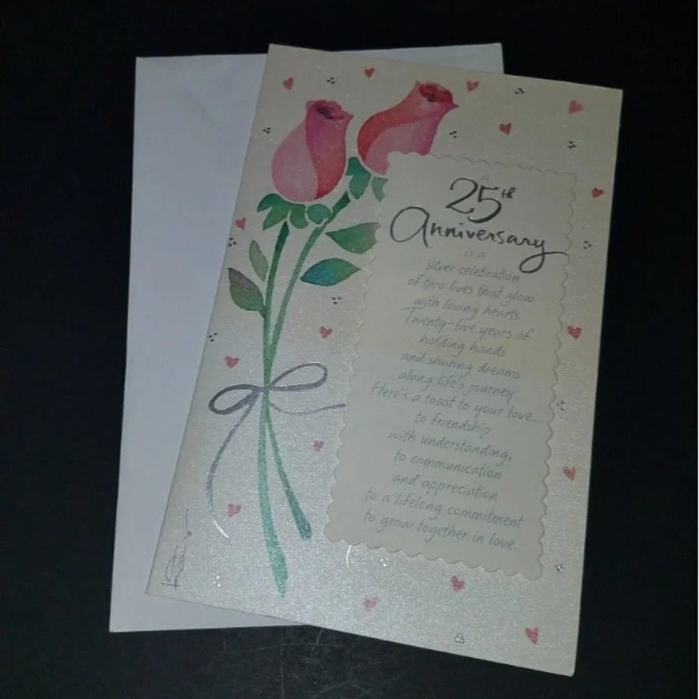 (2) 25th Anniversary Greeting Cards Lot Congratulations Silver Celebration
